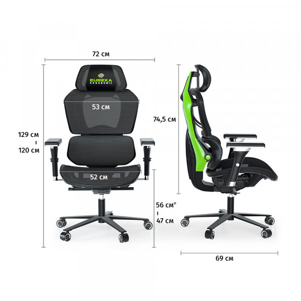 Eureka Ergonomic TYPHON Gaming Chair Green  